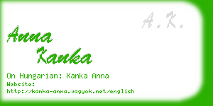 anna kanka business card